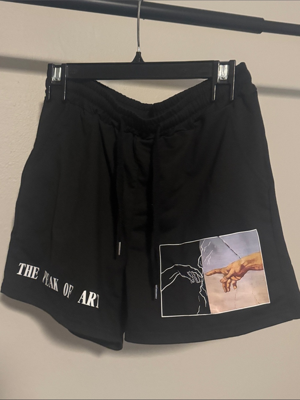 SHEIN Black Athletic Shorts with Art Patch